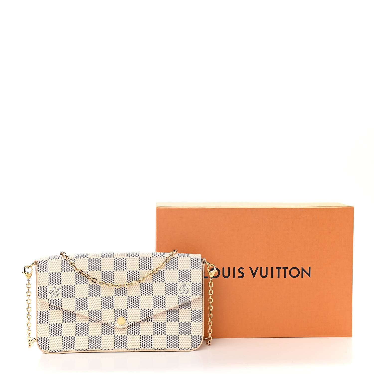 Louis Vuitton Damier Azur Pochette Felicie Chain Wallet Rose Ballerine 10 of 10