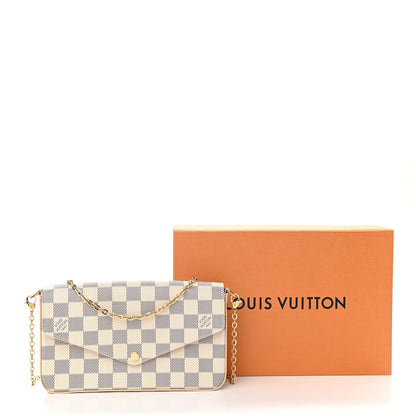 Louis Vuitton Damier Azur Pochette Felicie Chain Wallet Rose Ballerine 10 of 10