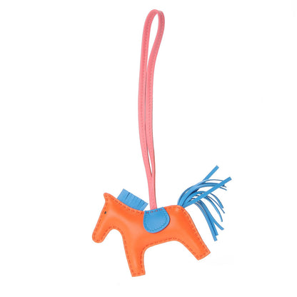 Hermes Milo Lambskin Grigri Rodeo Horse Bag Charm PM Orange Poppy Bleu Zanzibar Rose Azalee 1 of 4