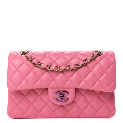 Chanel Lambskin Quilted Small Double Flap Pink Yellow 1 of 12