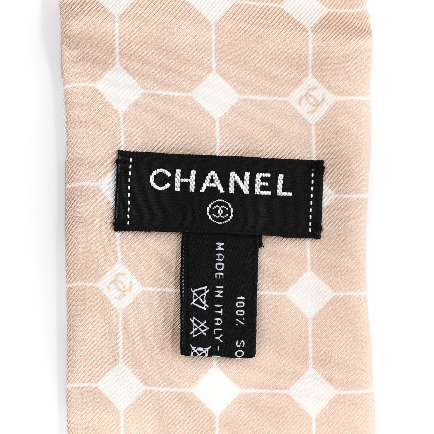 Silk Logo Slim Bandeau Scarf Beige White