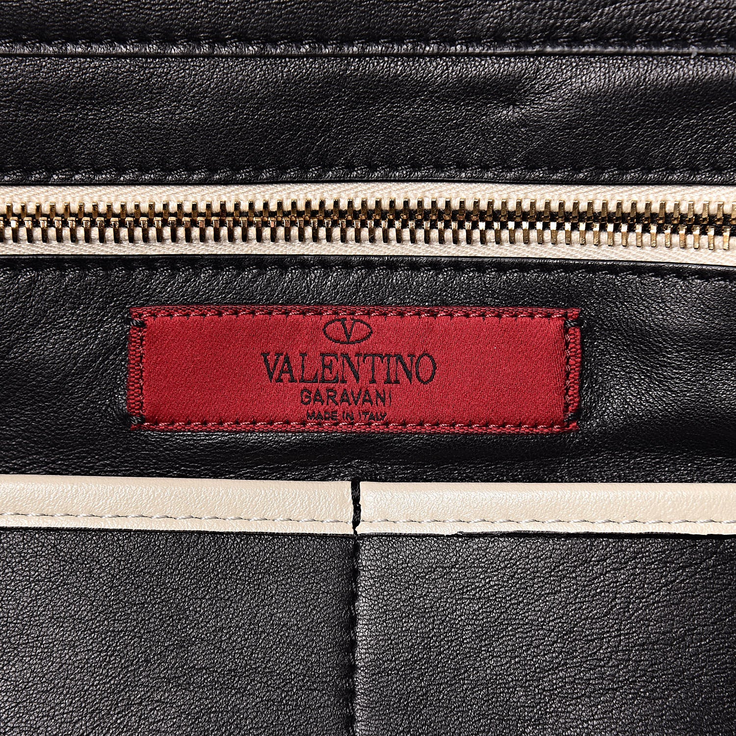 Valentino Garavani Vitello Monochrome Medium Rockstud Tote Black Light Ivory 8 of 16