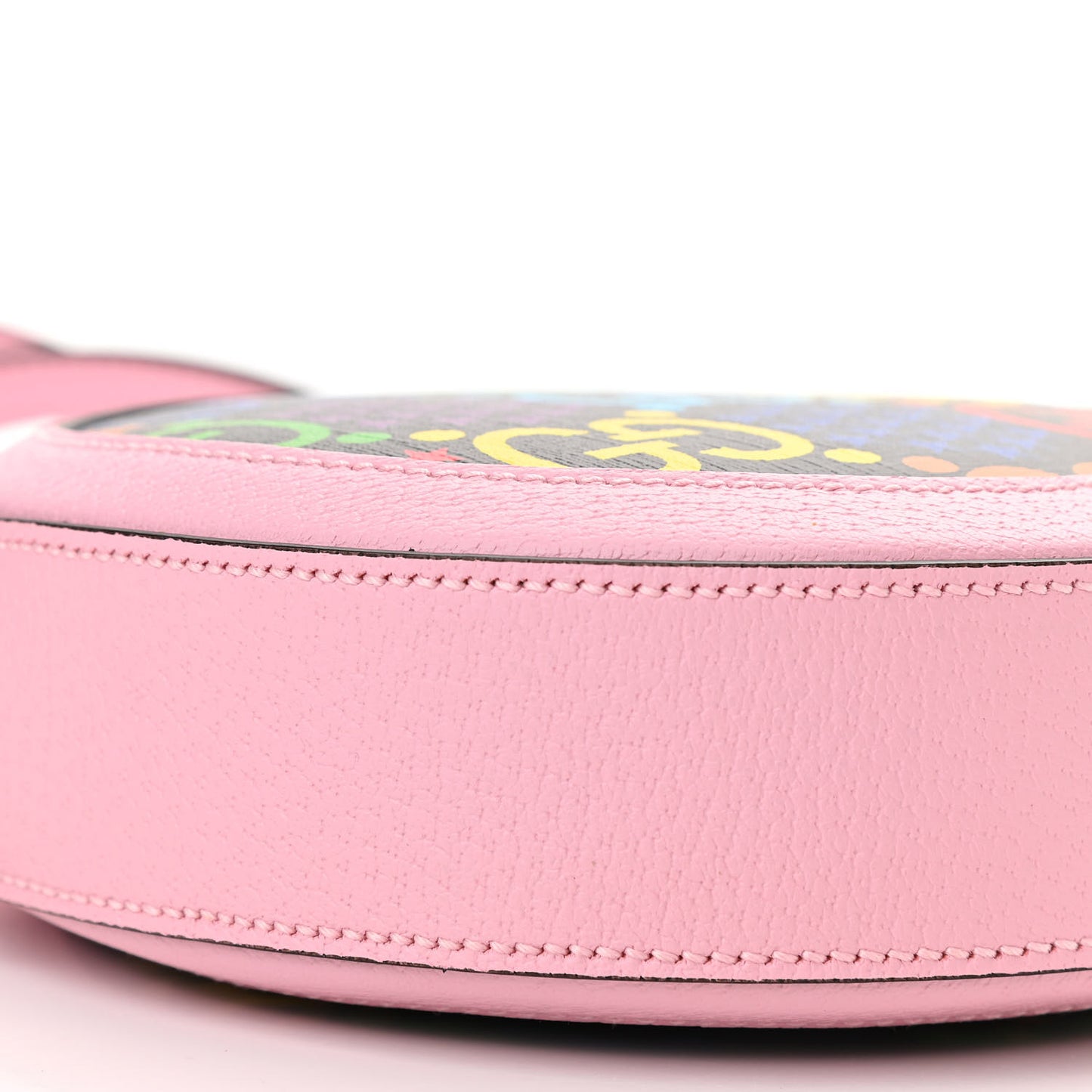 GG Supreme Monogram Psychedelic Round Shoulder Bag Black Multicolor Sugar Pink