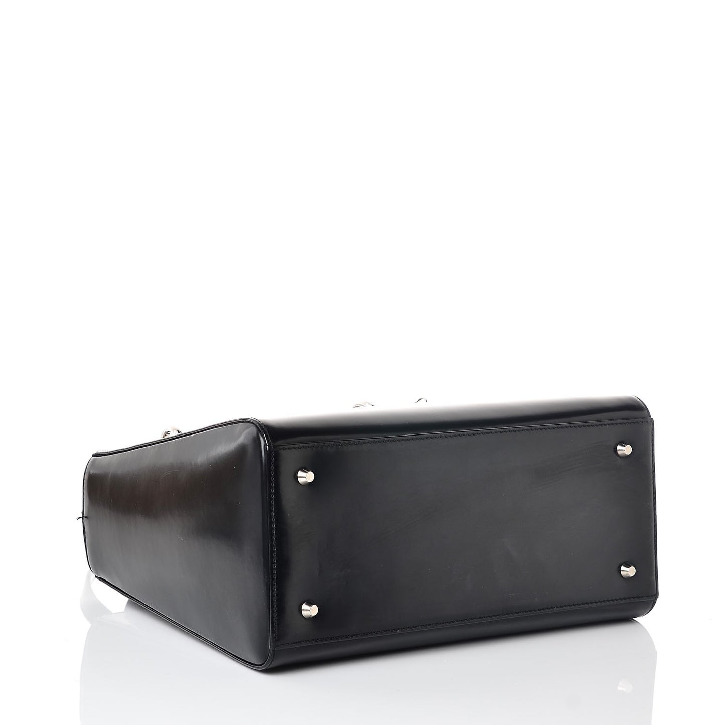Glazed Calfskin Medium Lady Dior Black