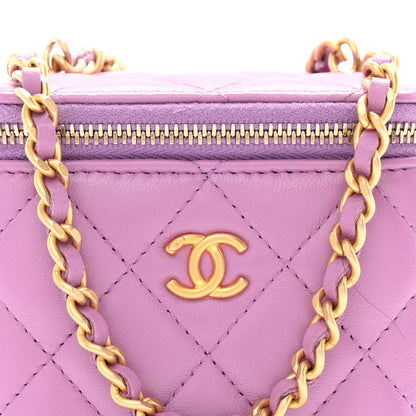 Chanel Lambskin Quilted Pearl Crush Mini Vanity Case With Chain Purple 8 of 11