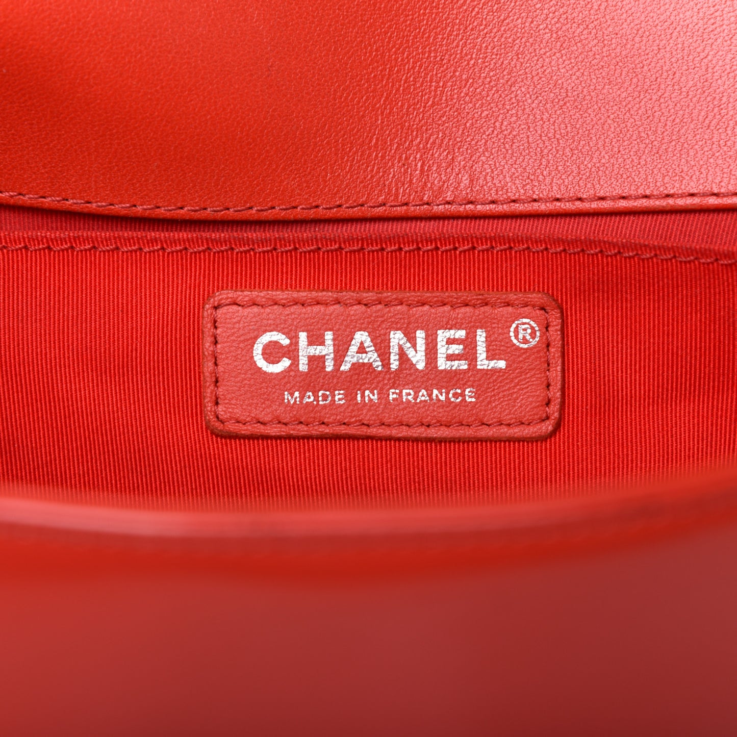 Glazed Calfskin Medium Boy Flap Red