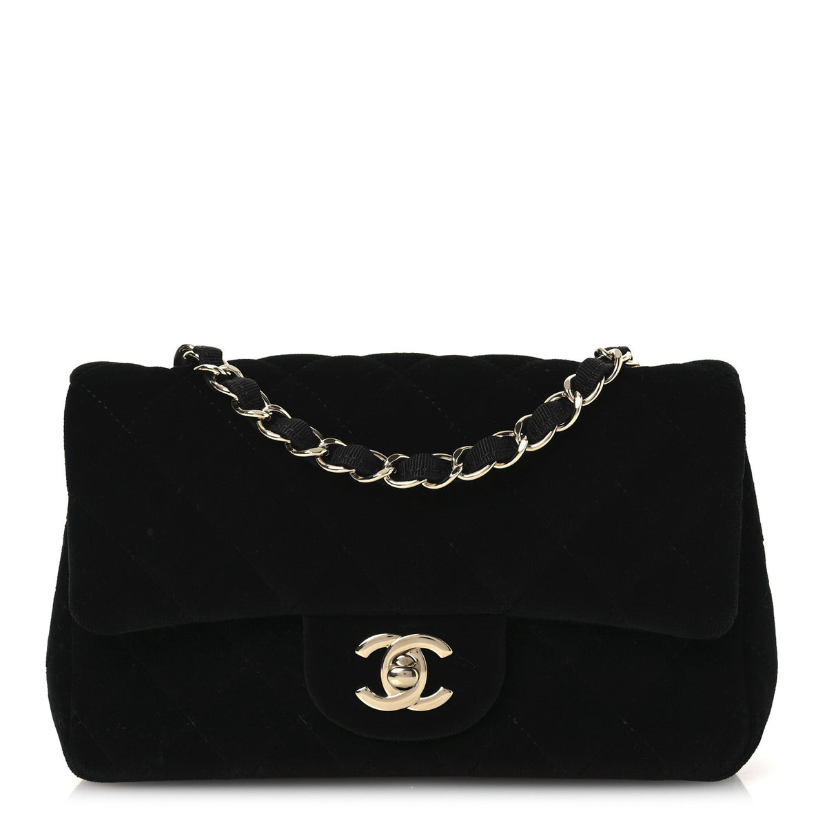 Chanel Velvet Quilted Mini Rectangular Flap Black 1 of 12