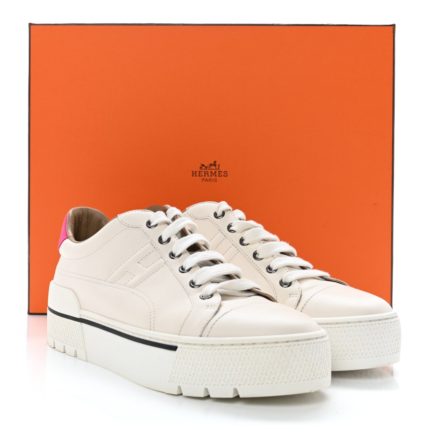 Calfskin Suede Goatskin Womens Voltage Sneakers 39.5 Blanc Rose Fuchsia