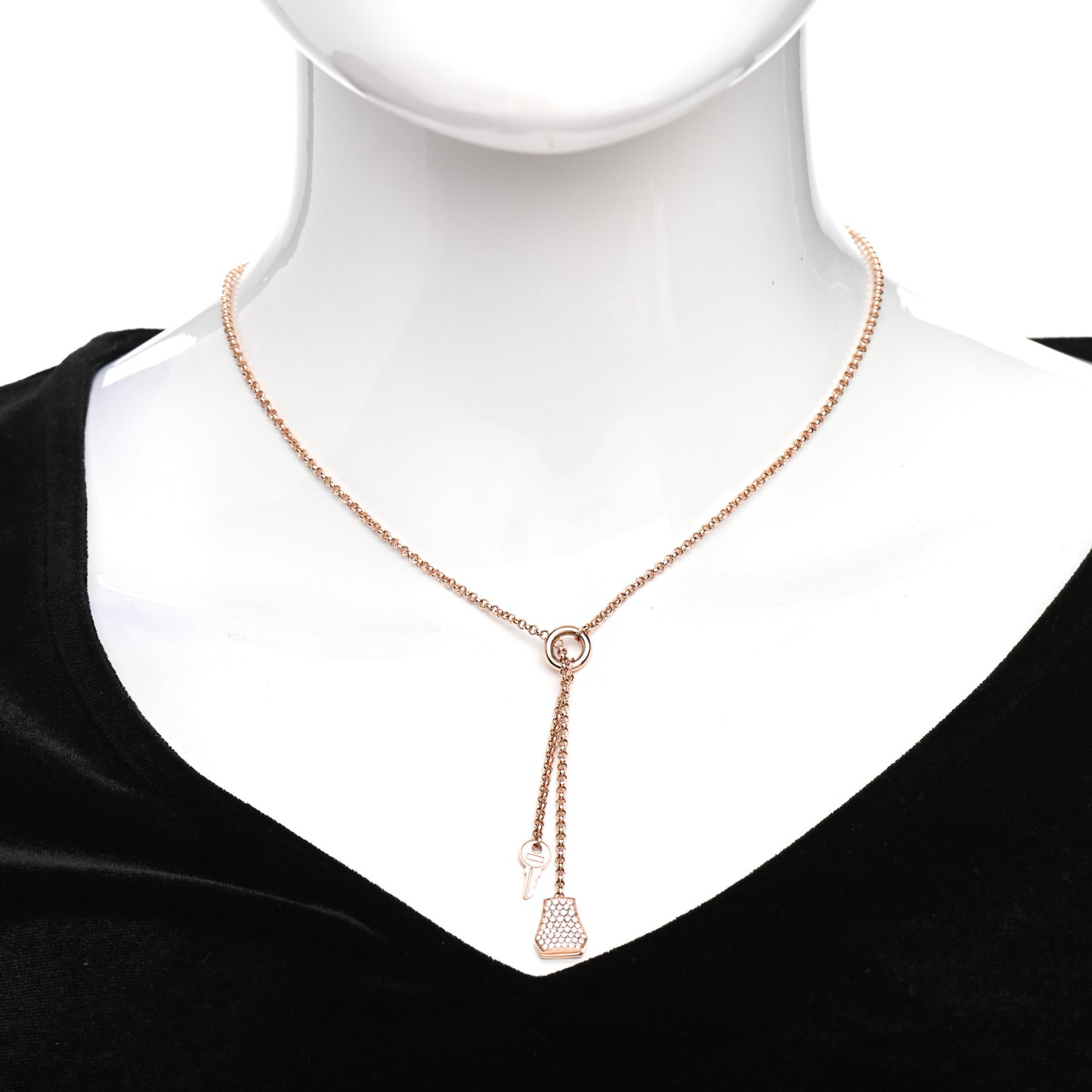18K Rose Gold Diamond PM Kelly Clochette Necklace