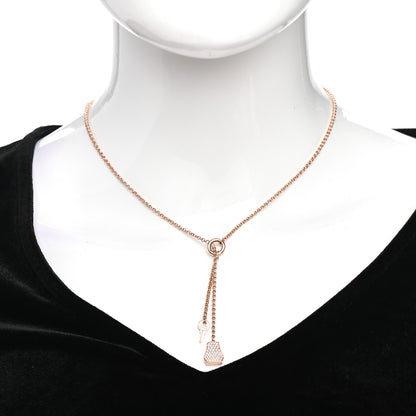 Hermes 18K Rose Gold Diamond PM Kelly Clochette Necklace 2 of 5