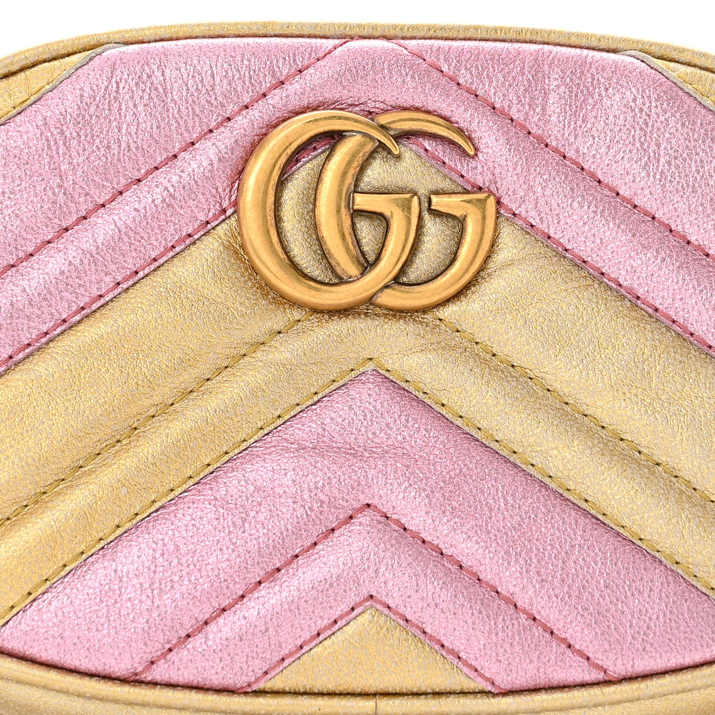 Metallic Nappa Matelasse Heart GG Marmont Belt Bag 85 34 Oro Vecchio Rosa