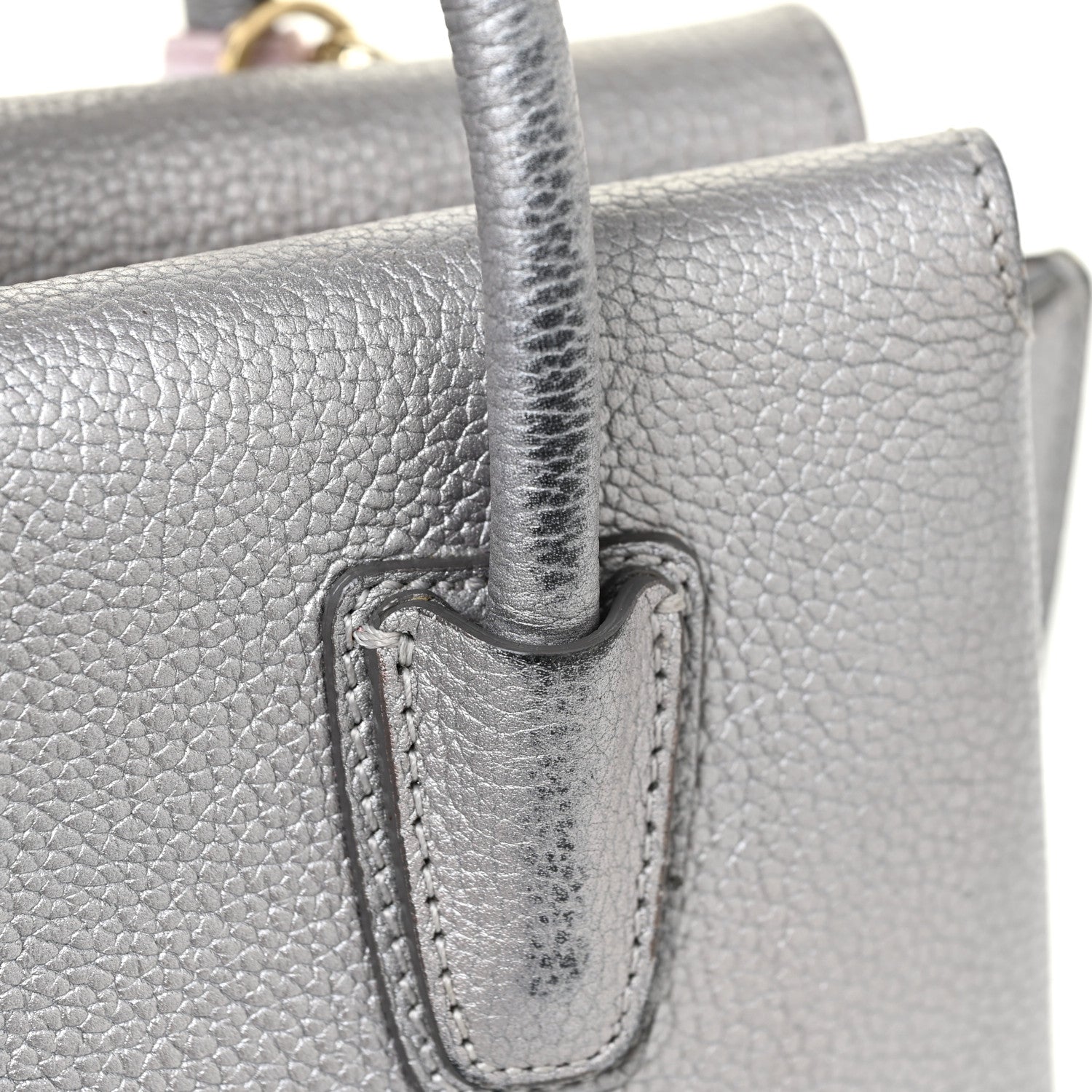 MCM Metallic Grained Calfskin Mini Milla Tote Spike Silver 18 of 21
