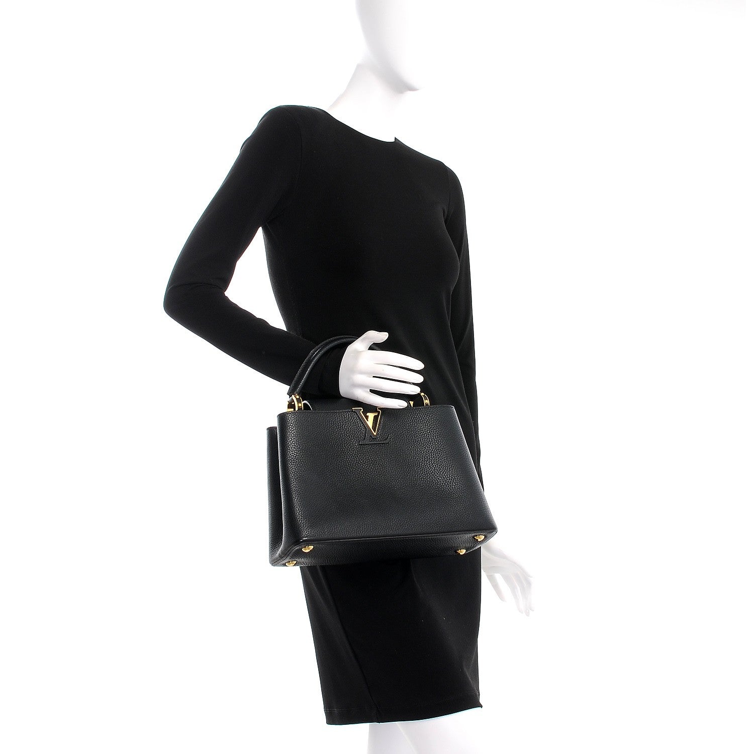 Louis Vuitton Taurillon Capucines PM Black 2 of 7