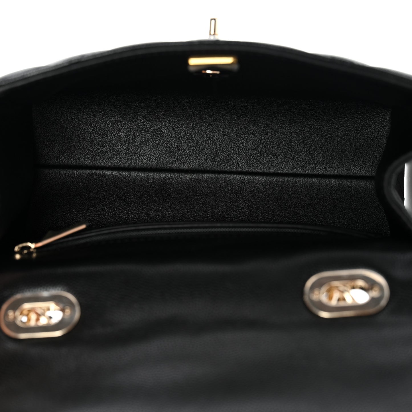 Caviar Quilted Mini Retro Twist Top Handle Flap Black