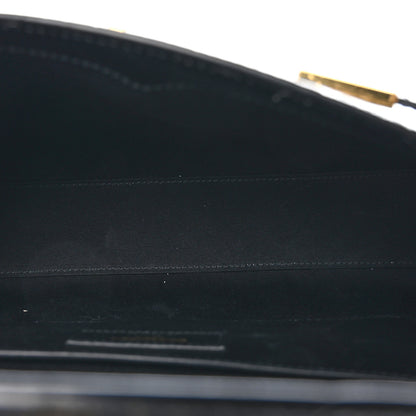 Saint Laurent Shiny Calfskin Crocodile Embossed Manhattan Baguette Black 5 of 10