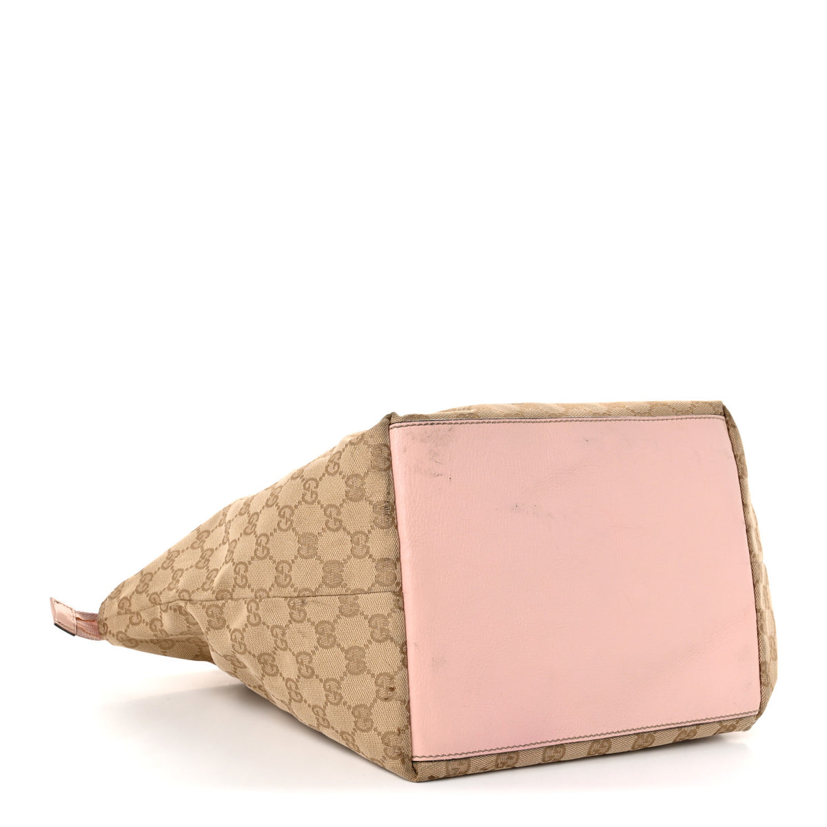 Gucci GG Monogram Medium Web Handle Bucket Tote Pink Blue 4 of 12