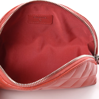 Chanel Patent Quilted Cosmetic Case Coral 5 of 8