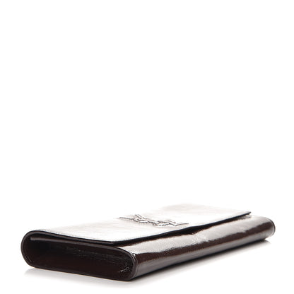 Saint Laurent Textured Patent Large Belle de Jour Clutch Brown 4 of 6