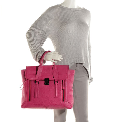 3.1 Phillip Lim 3.1 Textured Calfskin Large Pashli Satchel Bright Fuchsia 2 of 11
