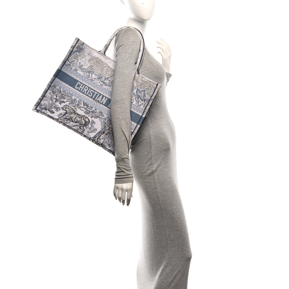 Gradient Canvas Embroidered Large Dioriviera Toile De Jouy Book Tote Blue