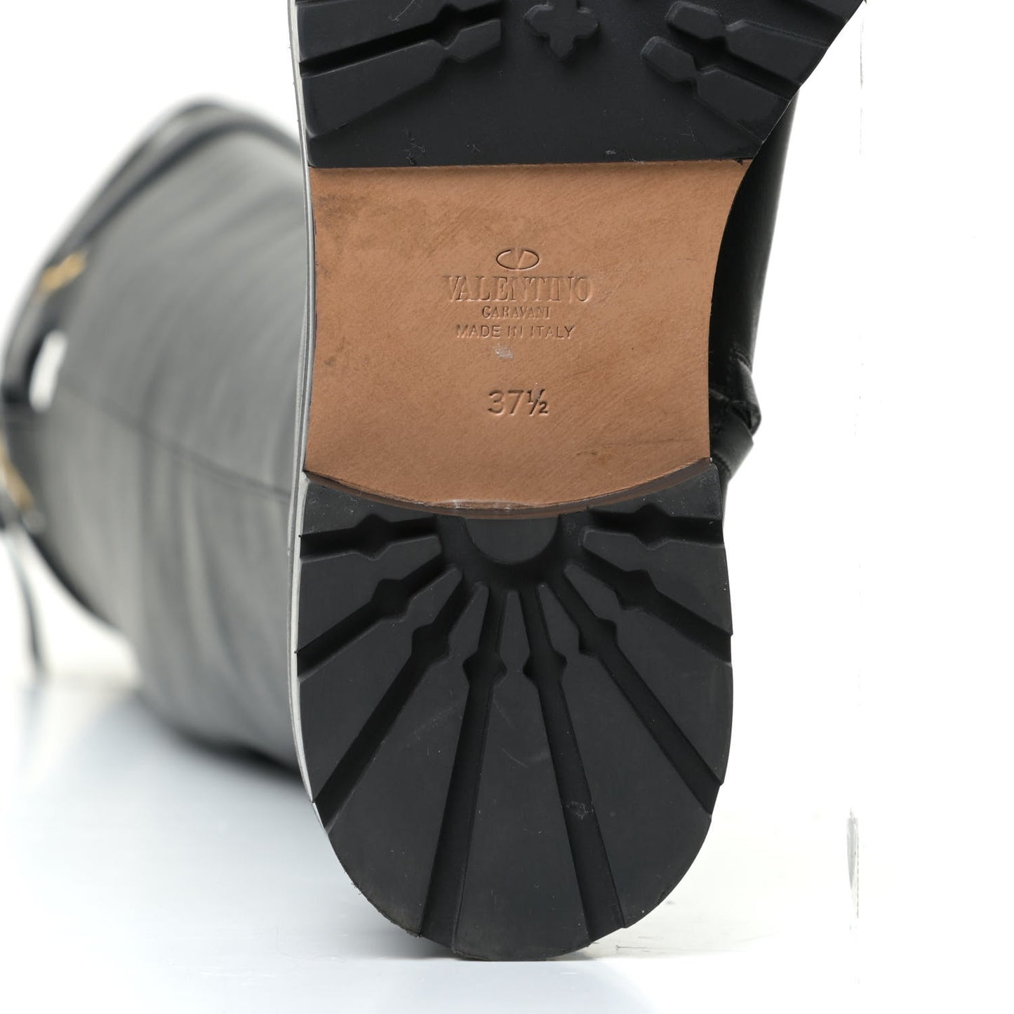 Calfskin Knee High Buckle Boots 37.5 Black