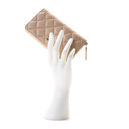 Chanel Iridescent Caviar Quilted Medium Zip Around Wallet Beige 2 of 5