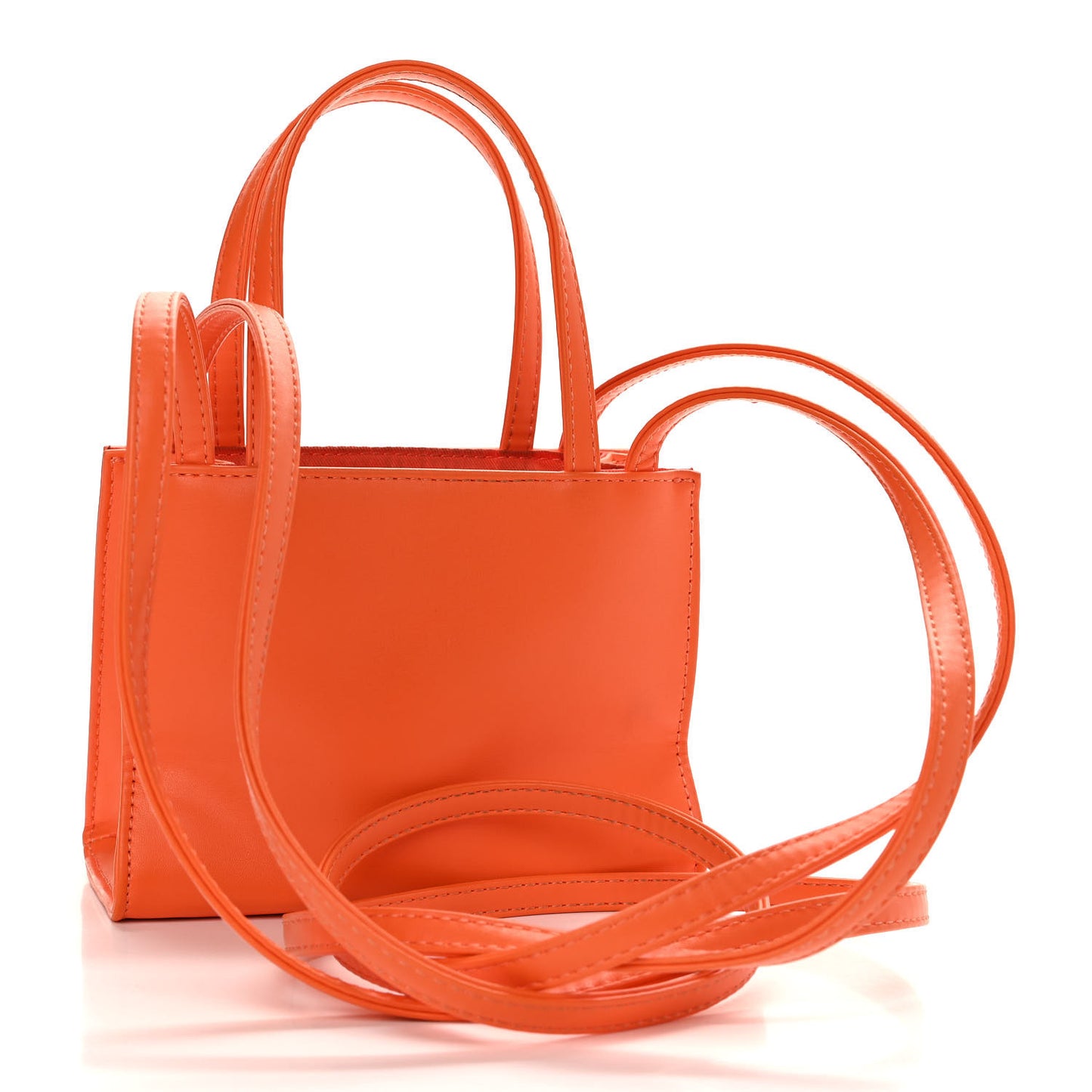 Vegan Leather Small Shopping Bag Orange