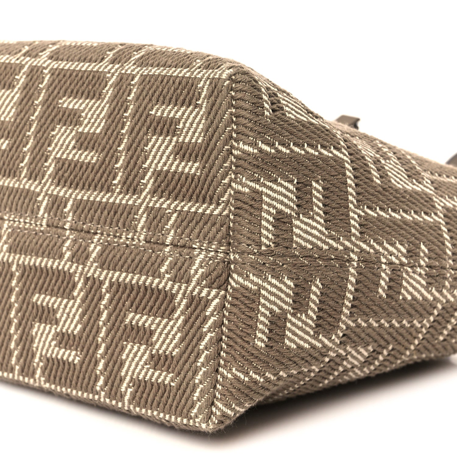 Fendi Denim Jacquard FF Effect Vitello Grace Mini Roll Tote Dove White Dove 11 of 11