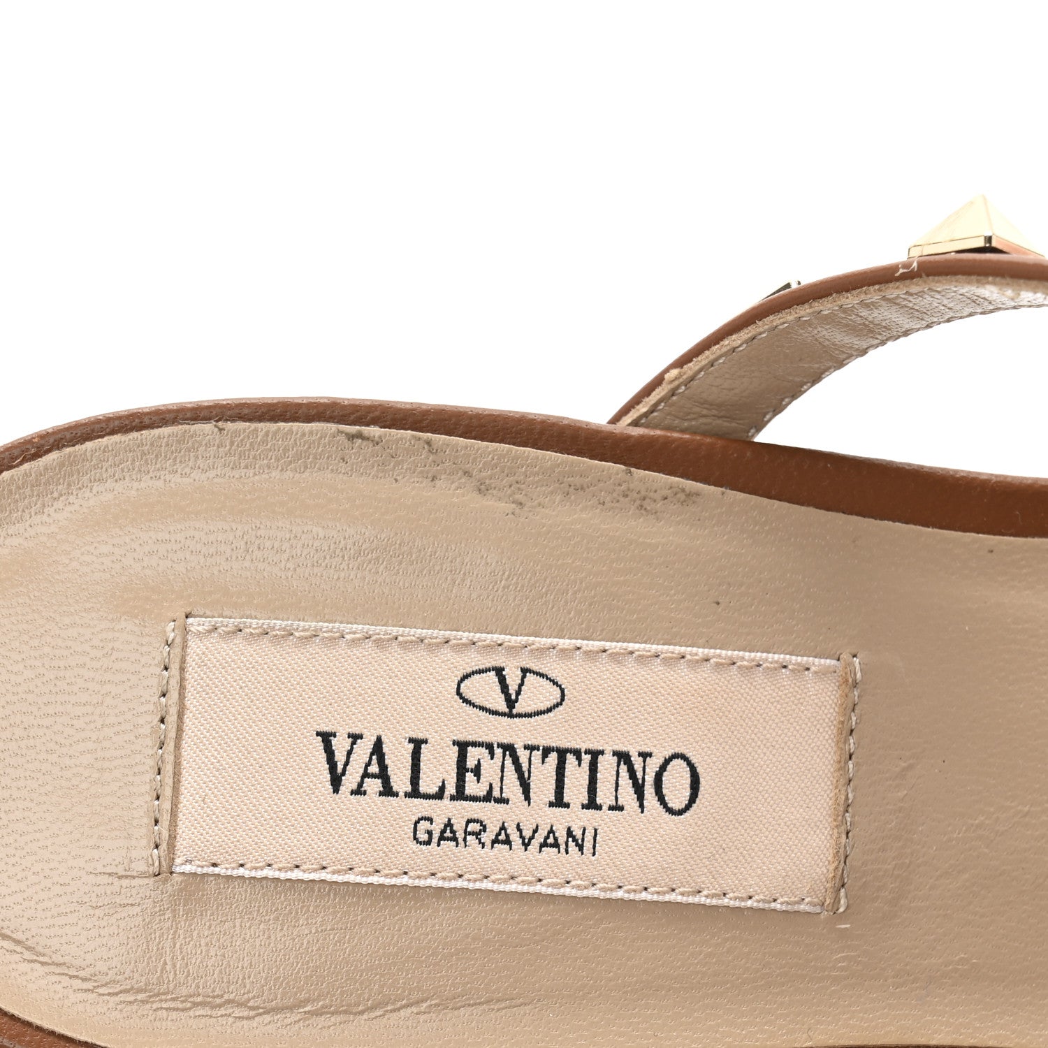 Valentino Garavani Calfskin Rockstud 50mm Flip Flop Thong Sandals 38 Saddle Brown 8 of 11