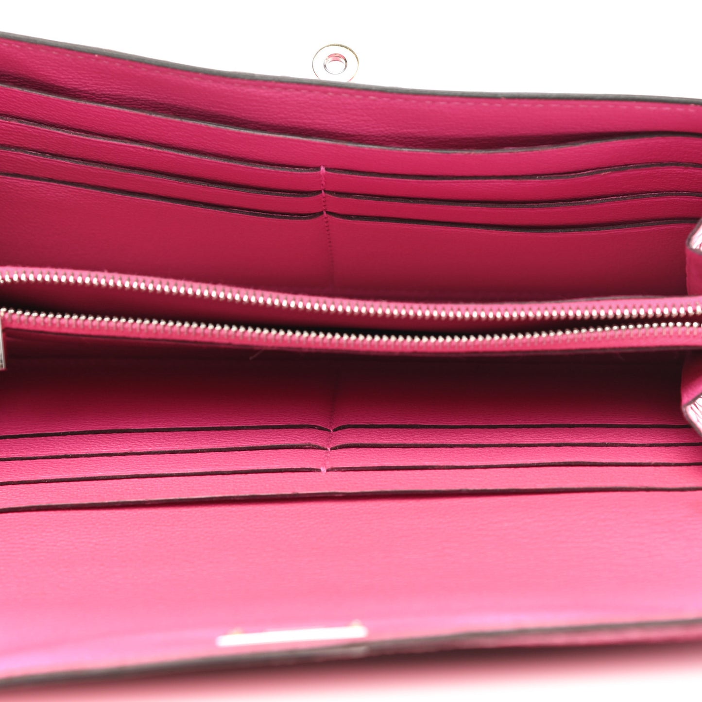 Shiny Alligator Kelly Longue Wallet Fuchsia