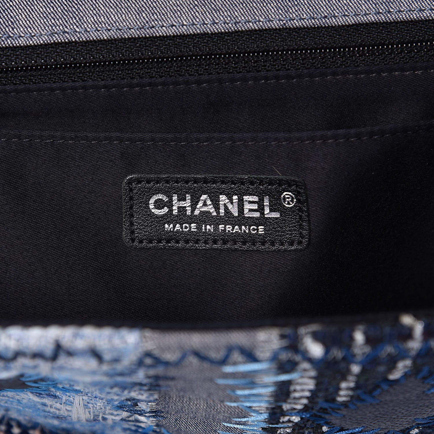 Chanel Denim Tweed Patchwork Jumbo Single Flap Blue 6 of 10