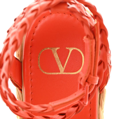 Valentino Garavani Calfskin VLogo Ankle Wrap Espadrille 45/90mm Platform Wedge Sandals 37.5 Titian 7 of 13