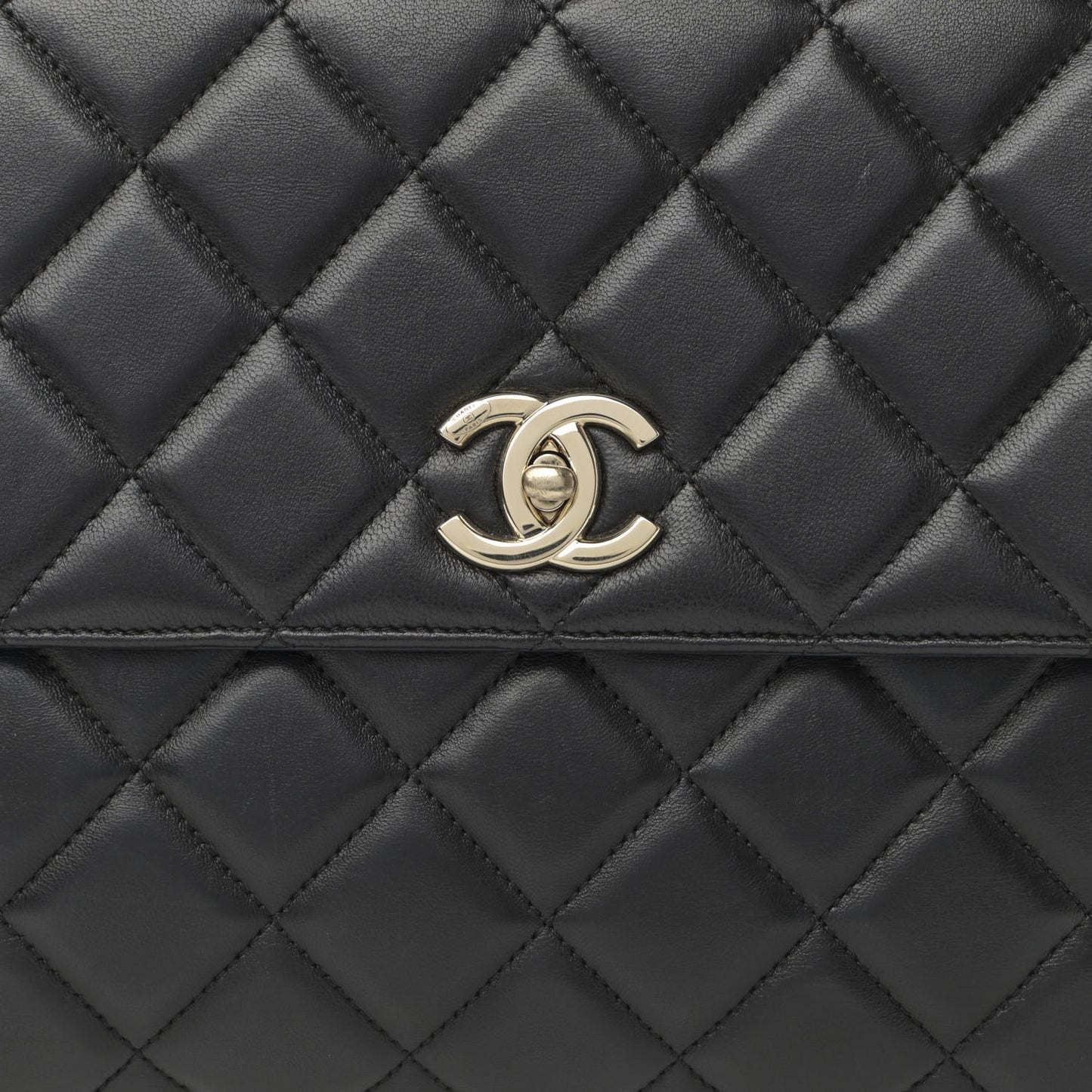 Lambskin Quilted Large Trendy CC Dual Handle Flap Bag Black