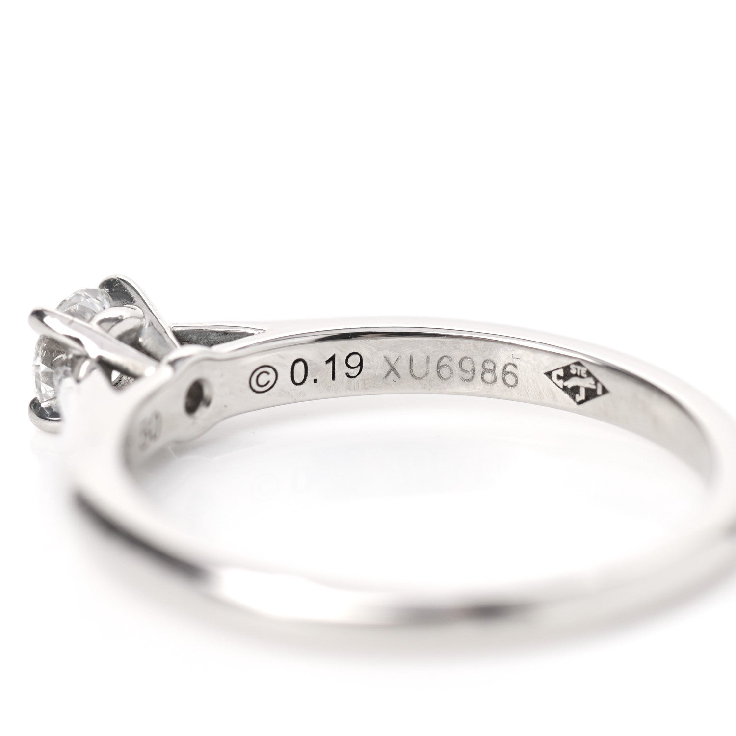 Cartier Platinum Diamond .19ct Solitaire Engagement Ring 50 5.25 6 of 8