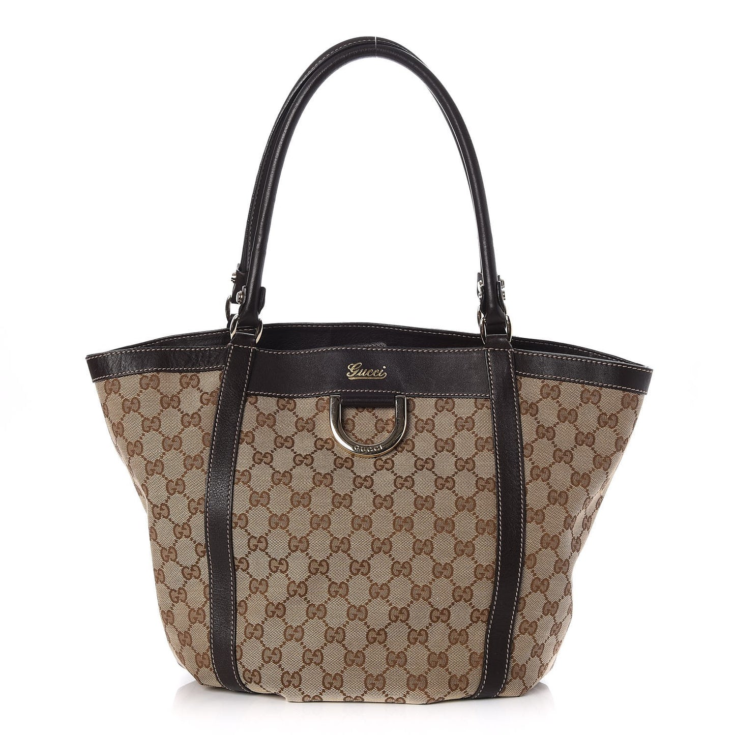 Monogram Medium D Gold Tote Bag Brown