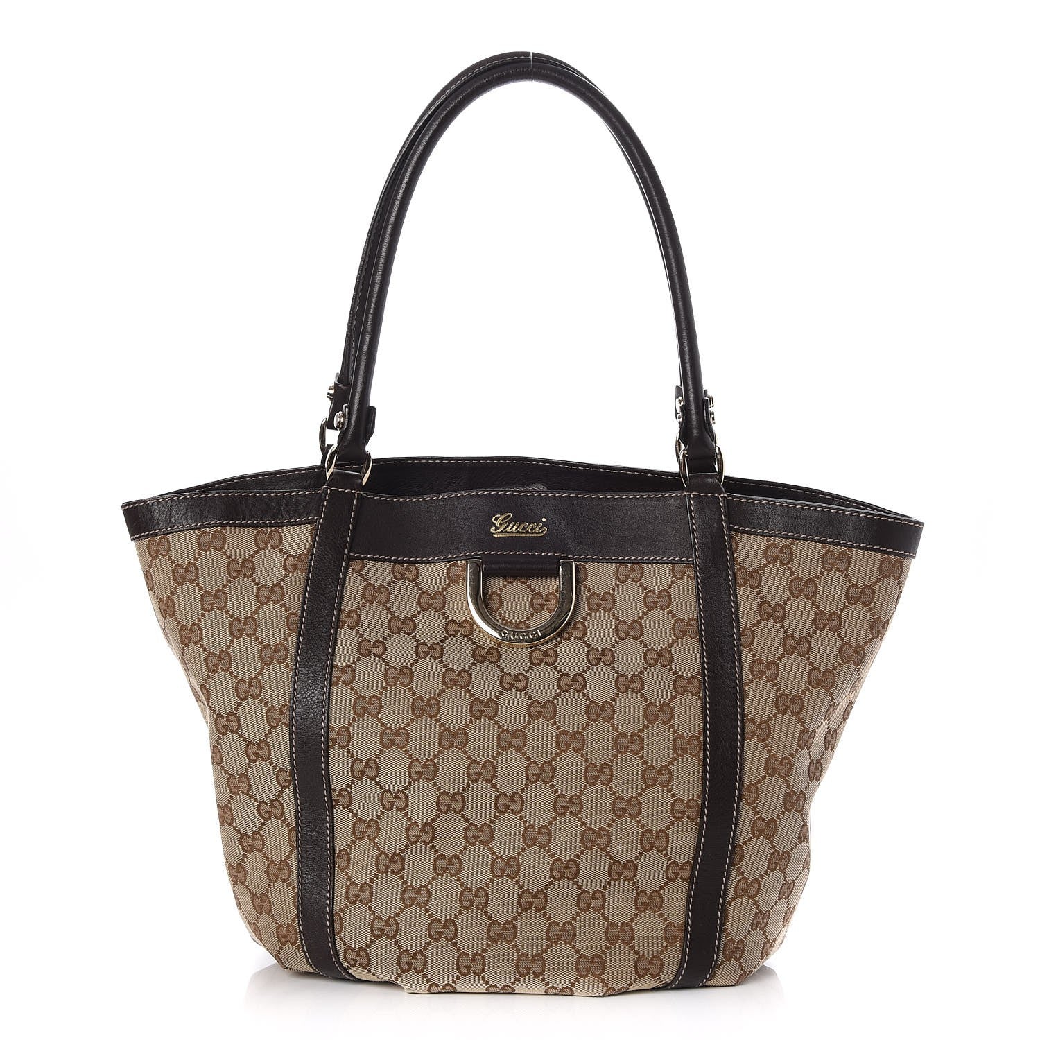 Gucci Monogram Medium D Gold Tote Bag Brown 1 of 7