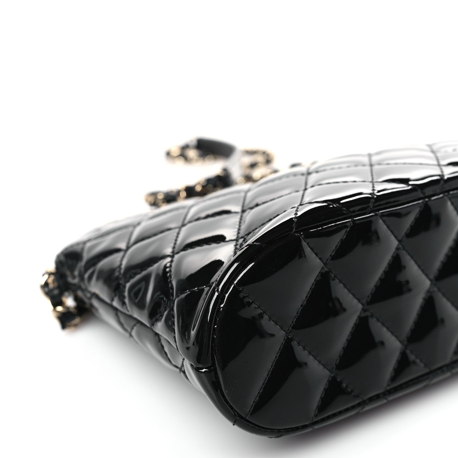 Chanel Patent Quilted Shiny Coco Small Shopping Bag Black 8 of 9