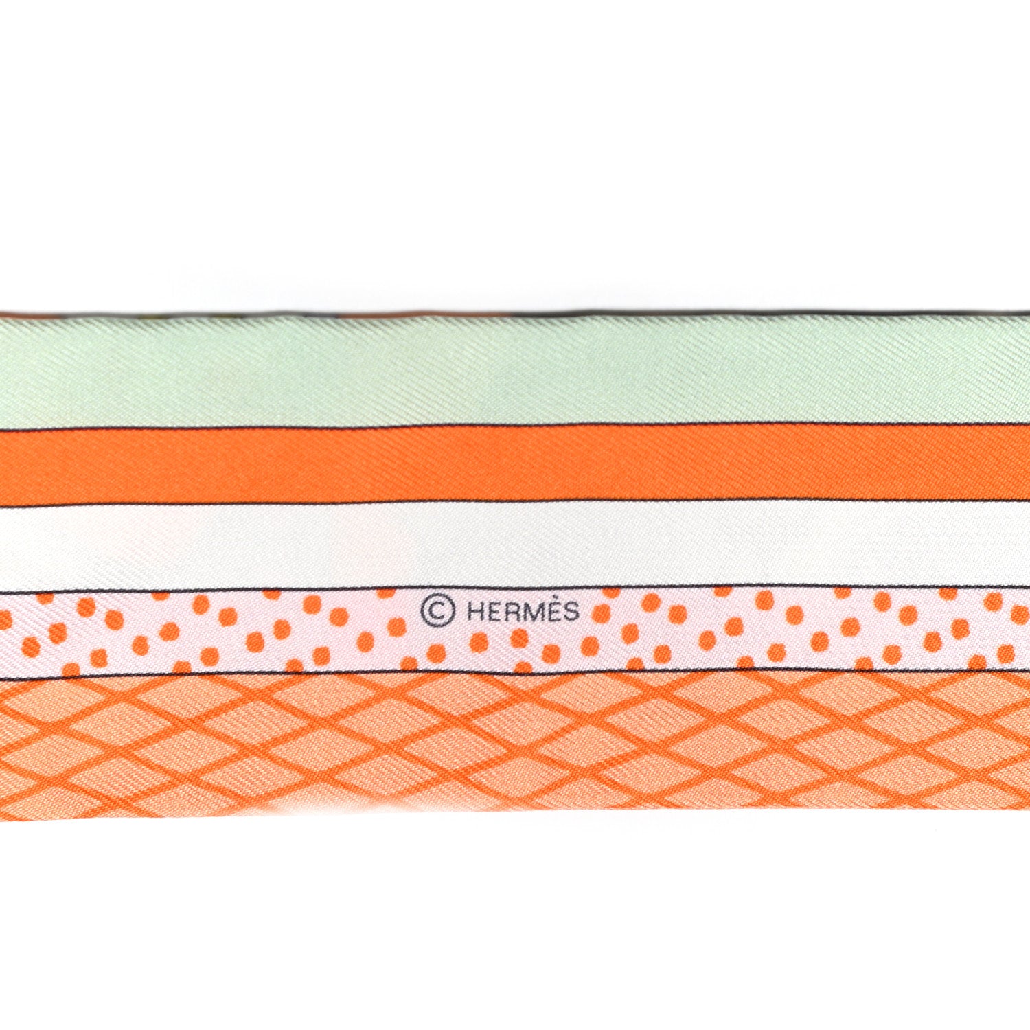 Hermes Silk Twilly Grand Theatre Nouveau Abricot Orange Jaune 3 of 4