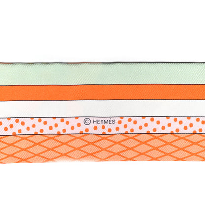 Hermes Silk Twilly Grand Theatre Nouveau Abricot Orange Jaune 3 of 4