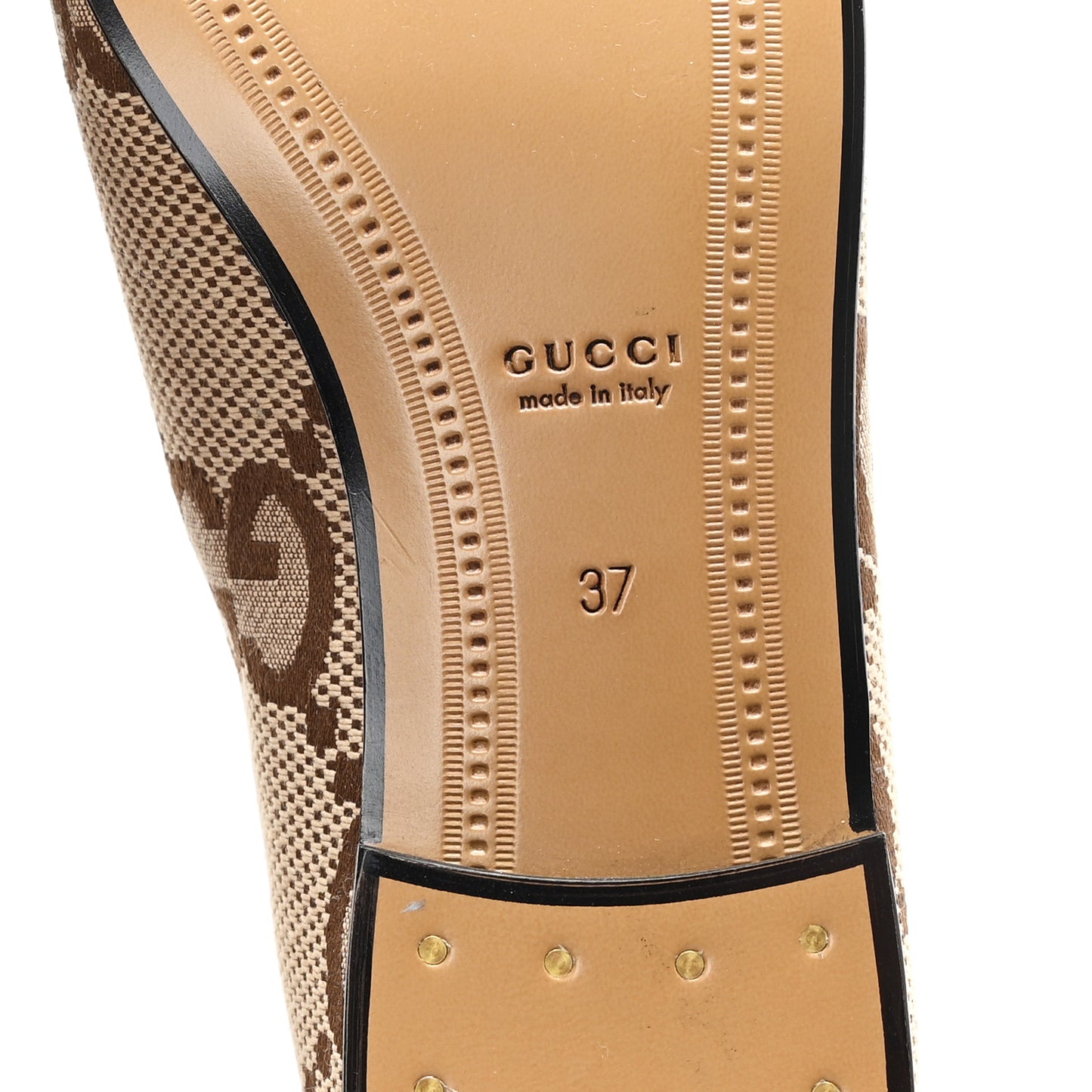 Monogram Jumbo GG Malaga Kid Horsebit Womens Jordaan Loafers 37 Camel Ebony New Acero Beige