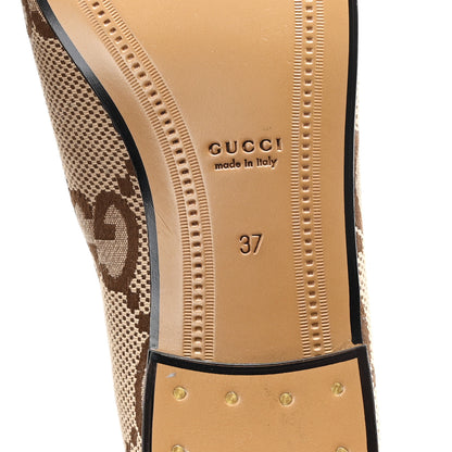 Gucci Monogram Jumbo GG Malaga Kid Horsebit Womens Jordaan Loafers 37 Camel Ebony New Acero Beige 7 of 10