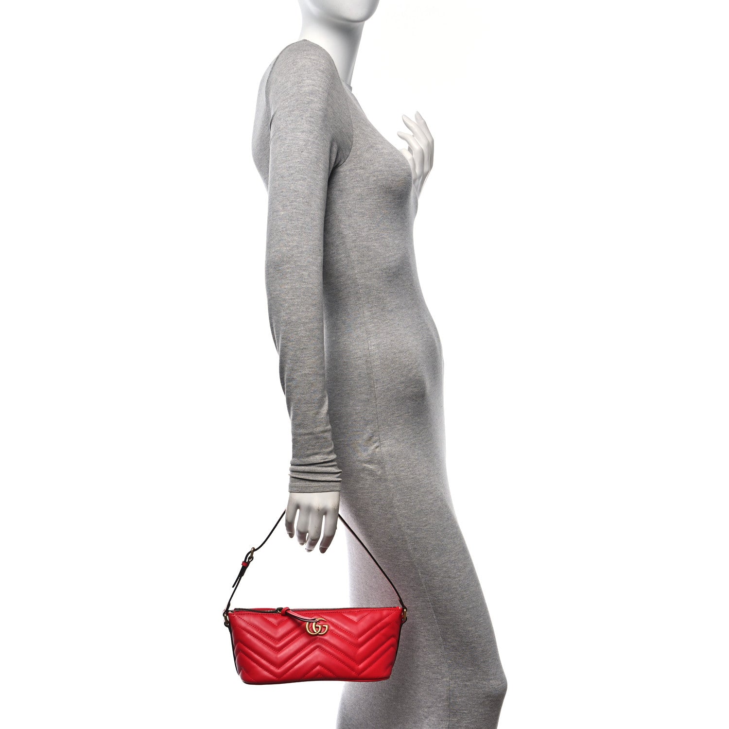 Gucci Calfskin Matelasse Chevron GG Marmont Sling Shoulder Bag Rosso 2 of 10