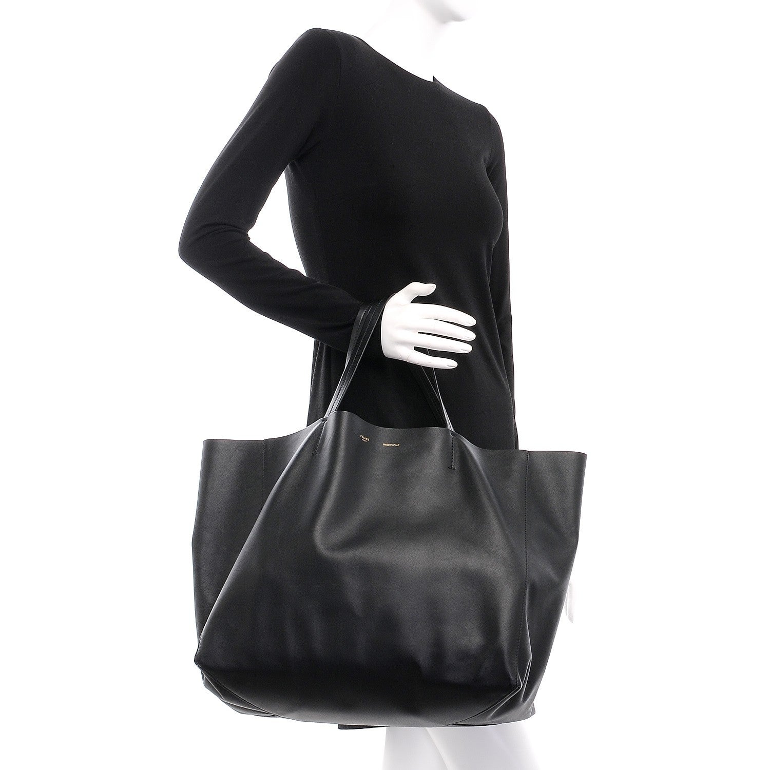 Celine Lambskin Horizontal Cabas Black 2 of 7
