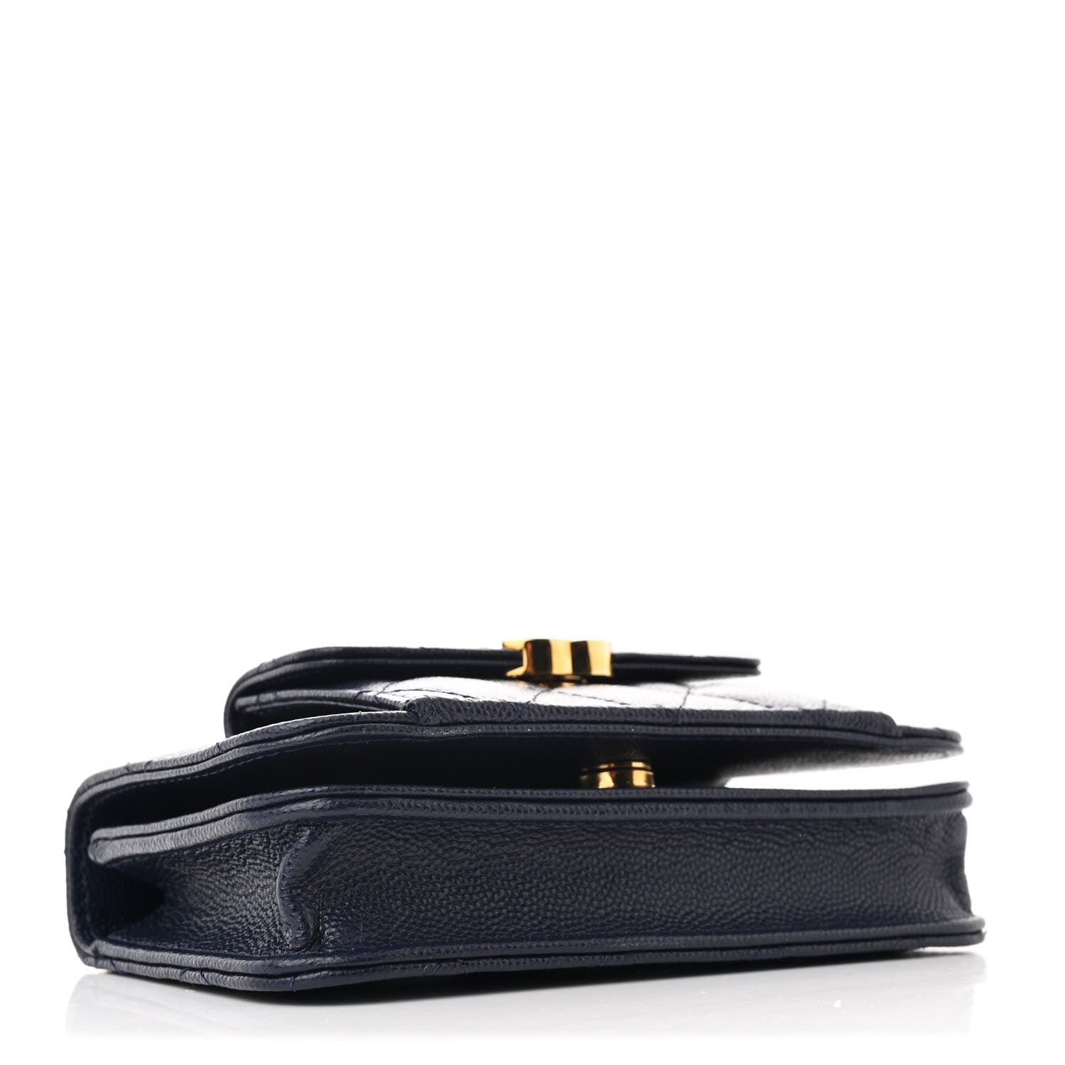 Chanel Caviar Quilted Pocket Twins Clutch With Chain Navy Blue 4 of 12