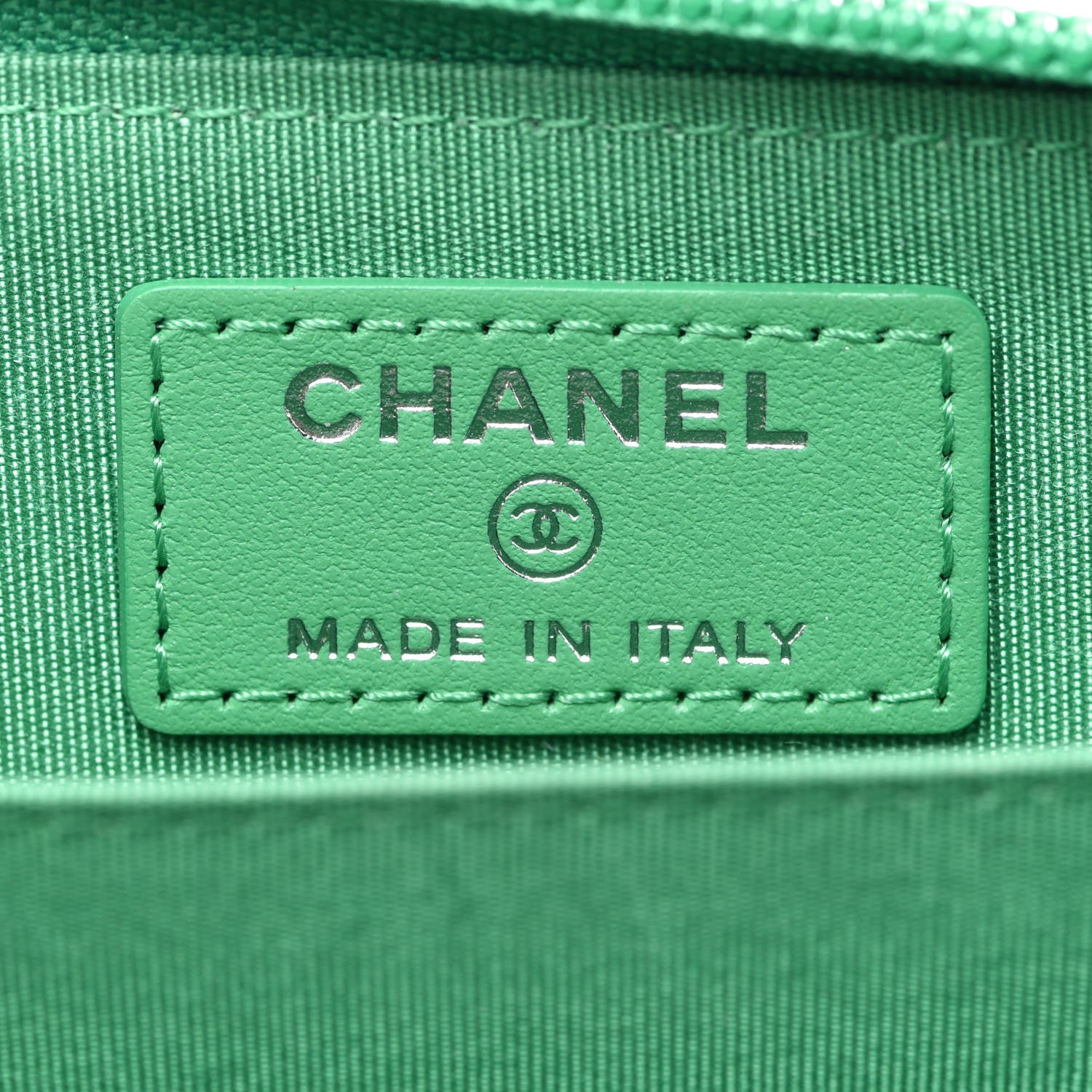 Chanel Caviar Quilted Boy Zip Around Coin Purse Wallet Green 6 of 8