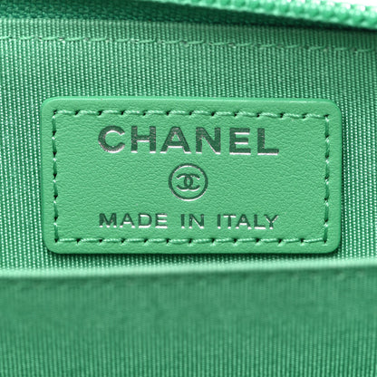 Chanel Caviar Quilted Boy Zip Around Coin Purse Wallet Green 6 of 8