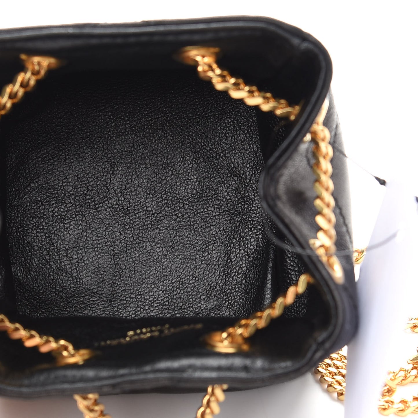 Lambskin Quilted Baby Bucket Bag Black