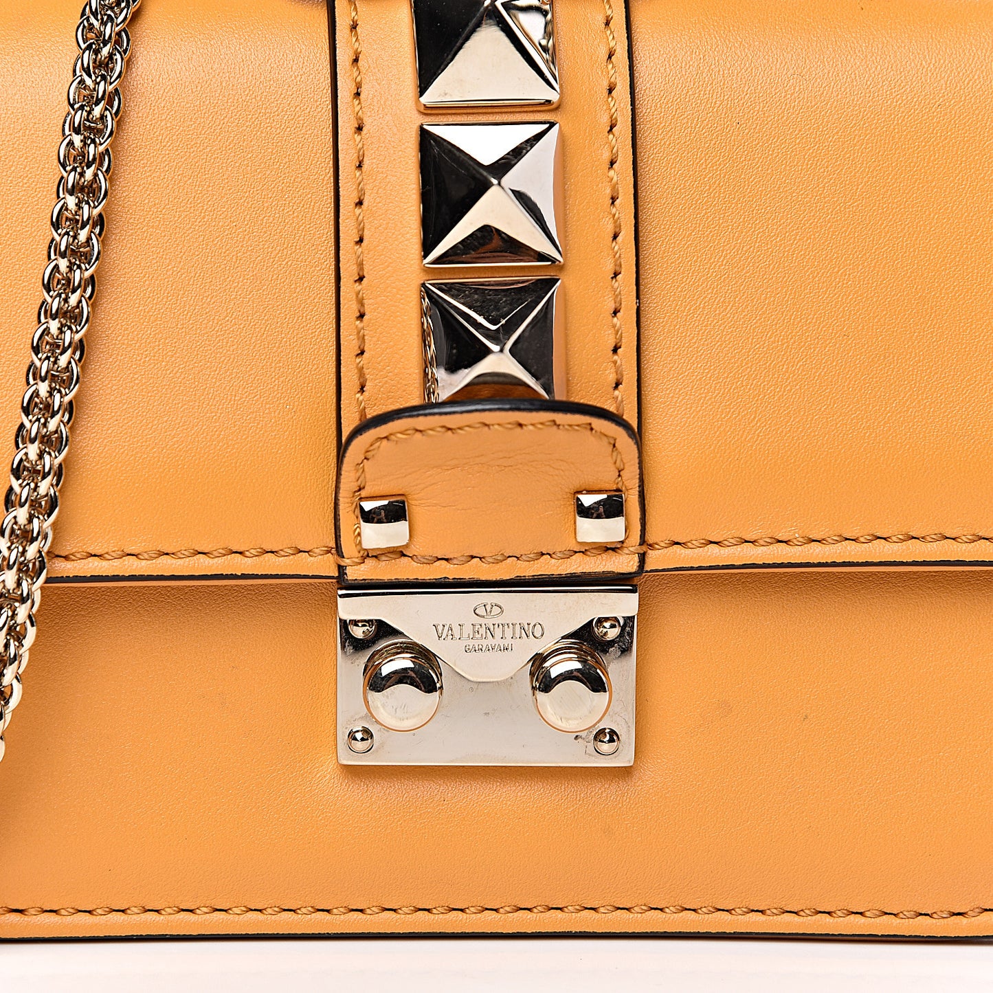 Vitello Mini Glam Lock Rockstud Flap Mandarin Sorbet