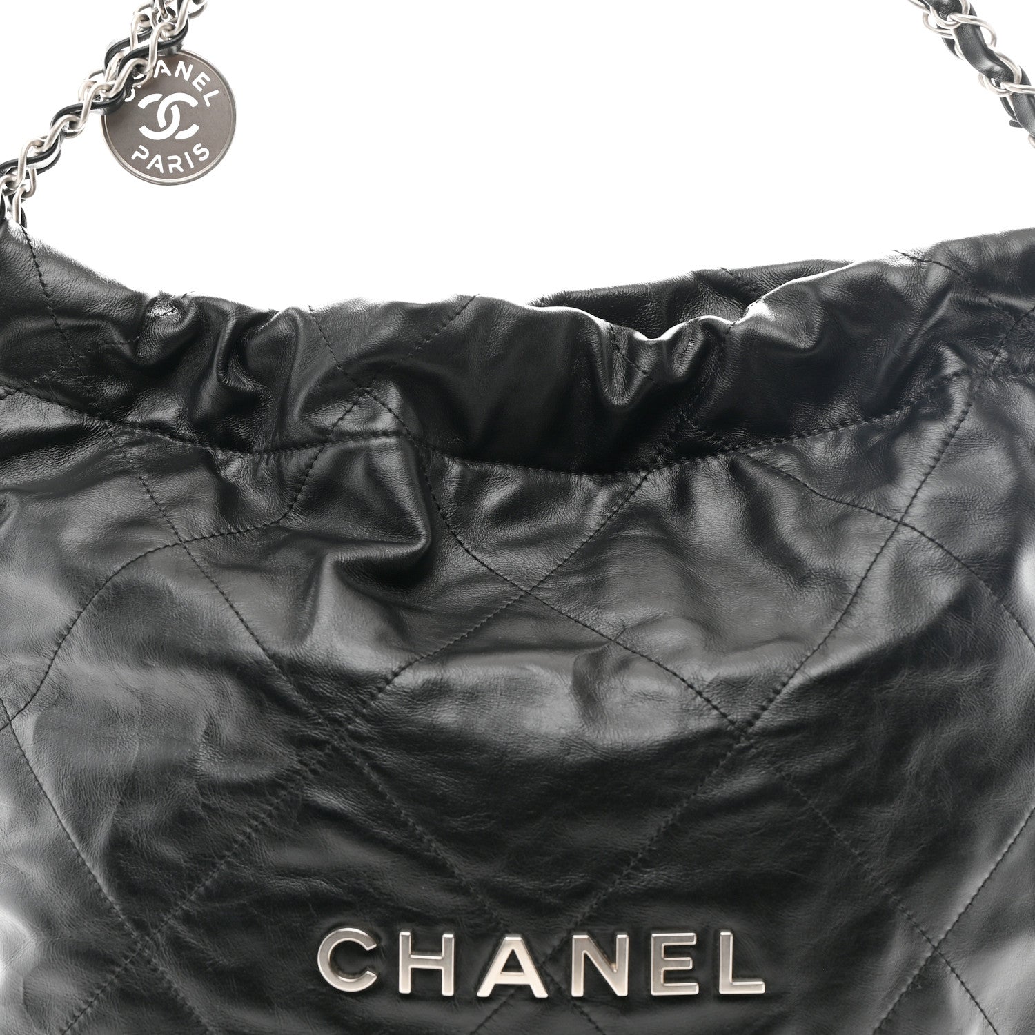 Chanel Shiny Calfskin Quilted Small Chanel 22 Black 10 of 12