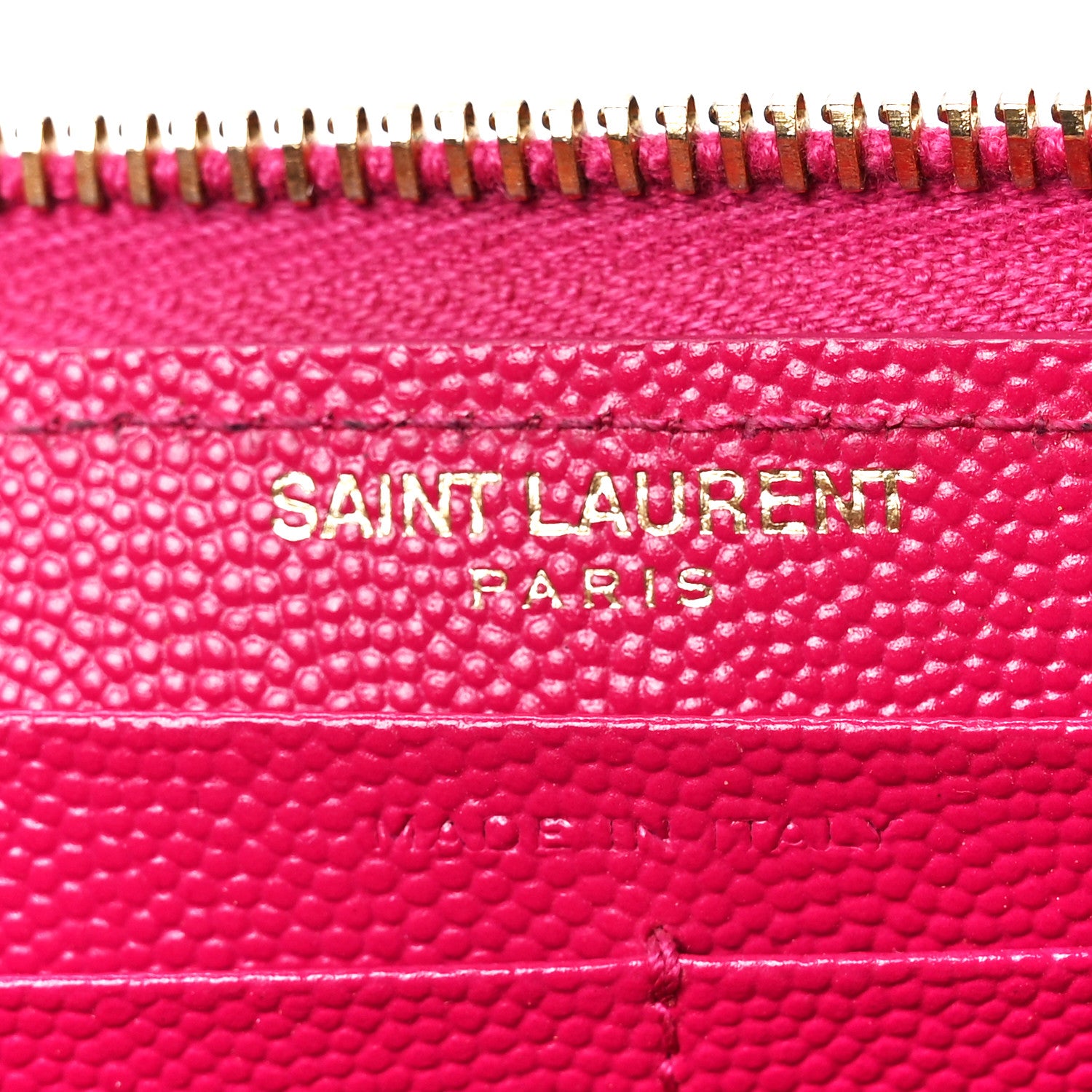Saint Laurent Grain De Poudre Matelasse Chevron Monogram Zip Around Wallet Fuchsia 6 of 10